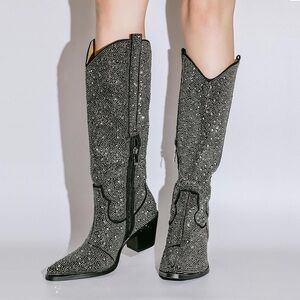 DIY Black and White Knee-High Boots